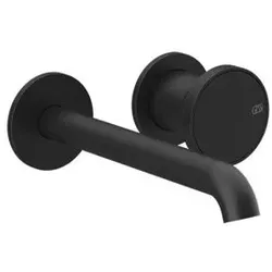 Gessi Origini Fertigmontageset Waschtisch-Einhebelmischer mit Auslauf, zwei Rosetten, 66088299, Farbe: Schwarz Matt