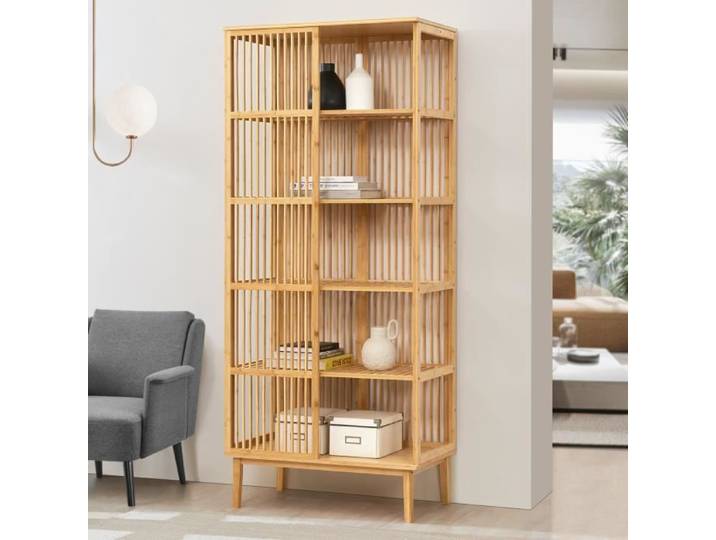 Étagère autoportante Trundholm en bambou 185 x 80 x 45 cm naturel