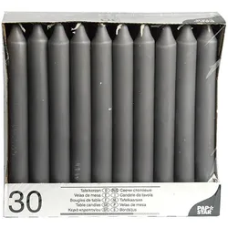 Starpak 30 Tafelkerzen Ø 2,1 cm · 19,6 cm grau