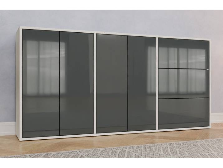 Wohnzimmer Sideboard nach Maß - RAL 7011 Eisengrau - 95x195x36cm - Individuell konfigurieren