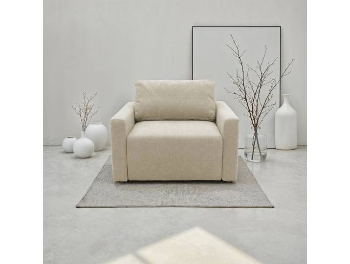 Sessel DOMO COLLECTION Sintra ausklappbar zur Schlaffunktion, mit Rückenkissen , beige, B:106cm H:75cm T:116cm, 100% Polyester, Sessel, Sessel, Feinstruktur, beige