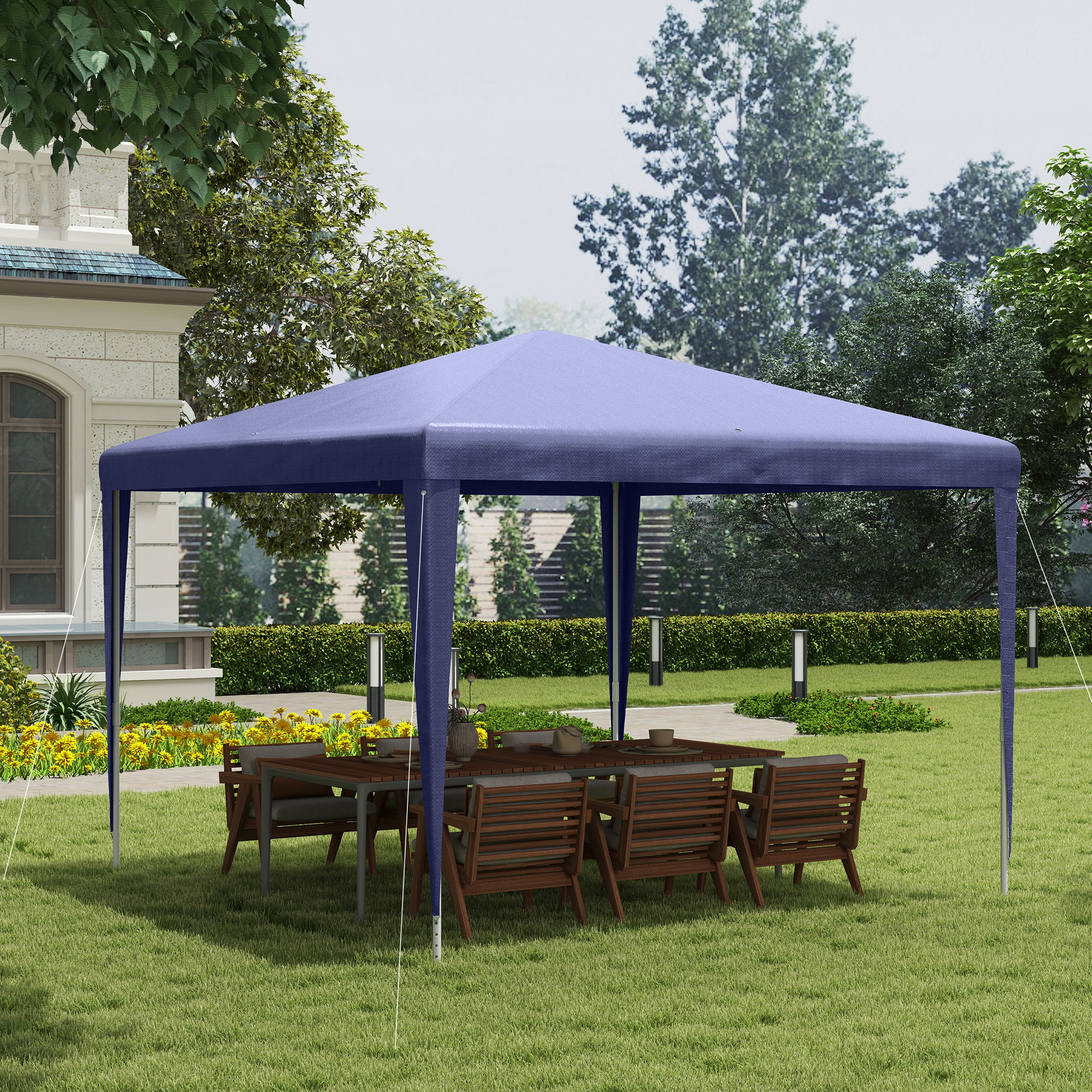 Outsunny Gazebo da Giardino 3x3 m Portatile con Copertura Anti UV, Blu   Aosom Italy