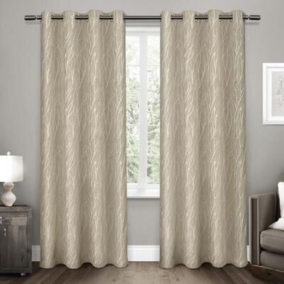 ATI Home Forest Hill Woven Room Darkening Blackout Grommet Top Curtain Panel Pair