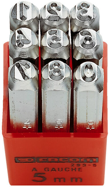 Facom Chiffres à frapper 0 - 8, hauteur 8 mm, 9 pcs (293A.8)