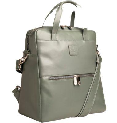 Exacompta Lady Exactive Laptoprucksack Grau aus Rindsleder, bis 14" gepolstert, 3 Tragearten, wasserabweisend, silberne Beschläge