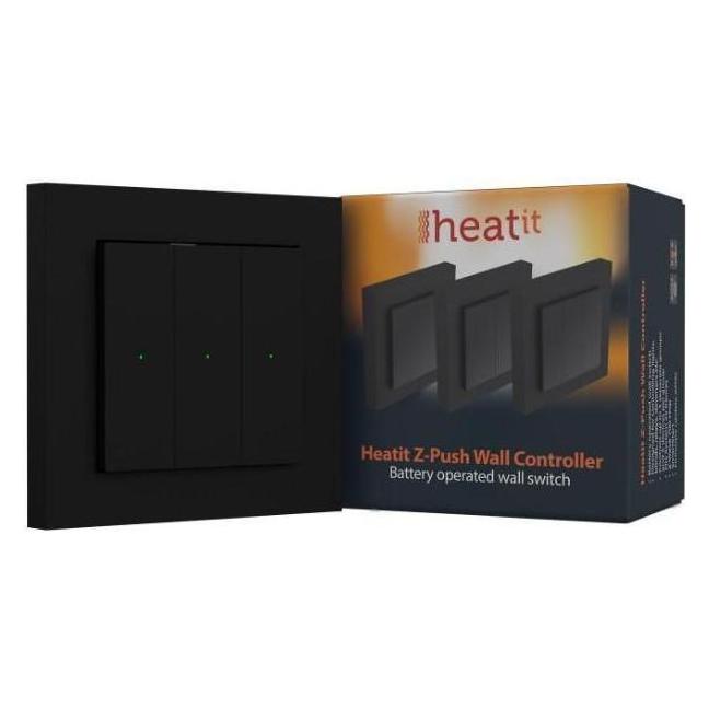 Heatit HEAE4512694 - Z-Push Wall Controller Z-Wave 700 series (Black) (Schaltaktor) (HEAE4512694)