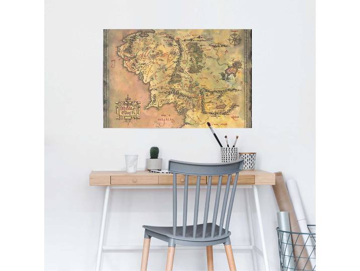 Affiche Lord Of The Rings Middle Earth Papier Jaune 61 x 92 x 0cm