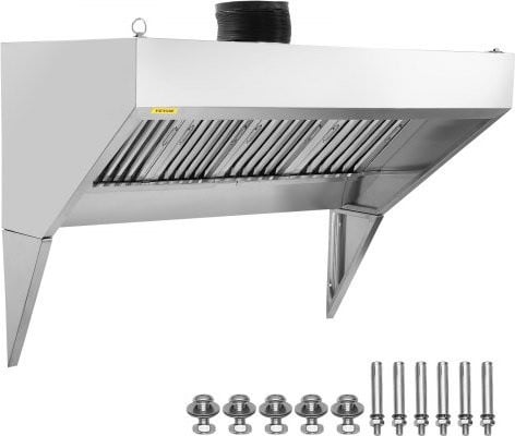 VEVOR Commerciële Afzuigkap van Roestvrij Staal, 150 cm, Zilver