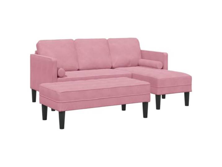 Todiikf Modulares Ecksofa 2-teilig mit Hocker Samt Rosa 173x131cm Flexibles Polstersofa-Set für Wohnzimmer und Gästezimmer, weicher Samtbezug, stabile Holzwerkstoff-Konstruktion.