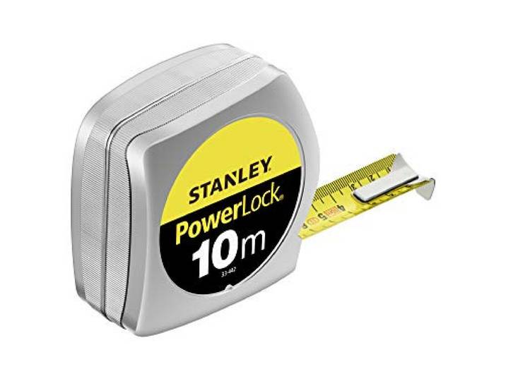 STANLEY 0-33-442 Mesure 10 M X 25 Mm En Abs Powerlock Classic Fabriqué En France - Ruban Large - Revêtement Blade Armor Et Mylar - Crochet 3 Rivets - Boitier Abs Antichoc - Blocage De Ruban