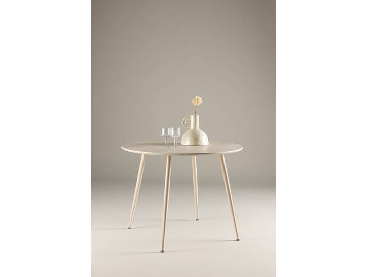 Esstisch VENTURE HOME Plaza, runder Esstisch, modern, Ø 100 cm , beige (weißgewaschen, weißgewaschen), B:100cm H:75cm T:100cm, Tische, Esstisch, Esszimmertisch, MDF, Stahlbeine, rund, kompakt, urban