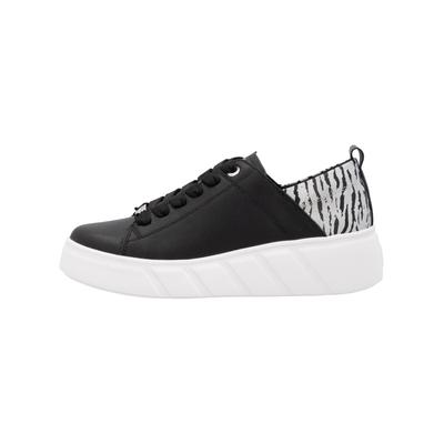 Plateausneaker RIEKER "Rieker Sneaker Glattleder", Damen, Gr. 40, schwarz (schwarz, weiß), Glattleder, Schuhe Plateausneaker