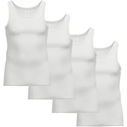 AMMANN Herren Unterhemden, 4er Pack - Viererpack, Doppelripp, Verlängerter Rücken, Baumwolle Weiß / M