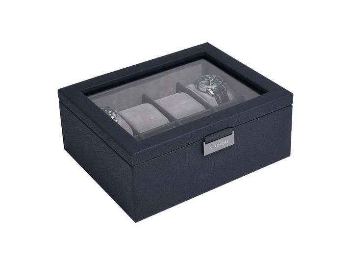 Uhrenbox George, Stackers, dunkelblau, Kunststoff
