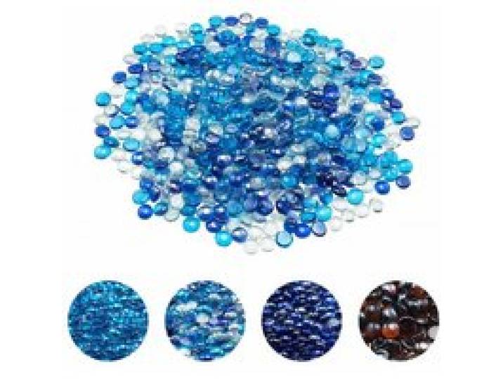 VEVOR Feuerglas, 4,5 kg hochtemperaturbeständige Glassteine, 19 mm Feuerstellen-Glasperlen, Feuerstelle Glasfelsen, Kaminglas, Feuerkristall, Feuerperlen, für Kamin Kobaltblau/Karibik/transparent