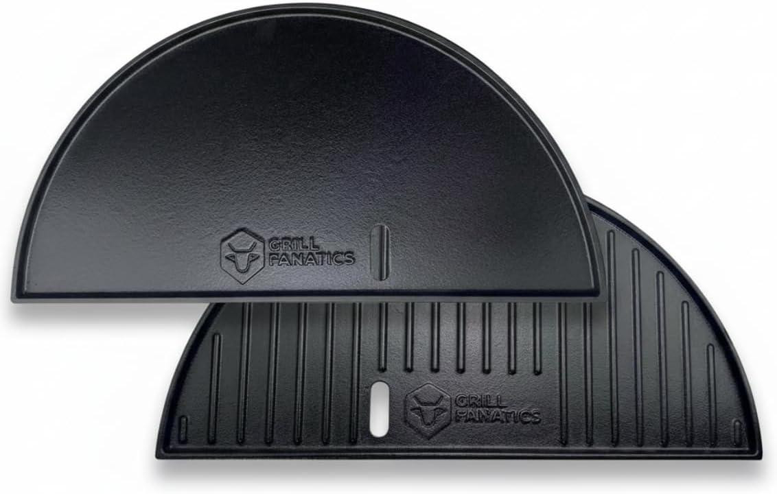 2-in-1 Gietijzeren Grillplaat van 46 cm voor Kamado BBQ met vetafvoer