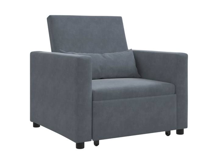 vidaXL Pull out Sofa Bed Single mit Rädern Dunkelgrau Samt