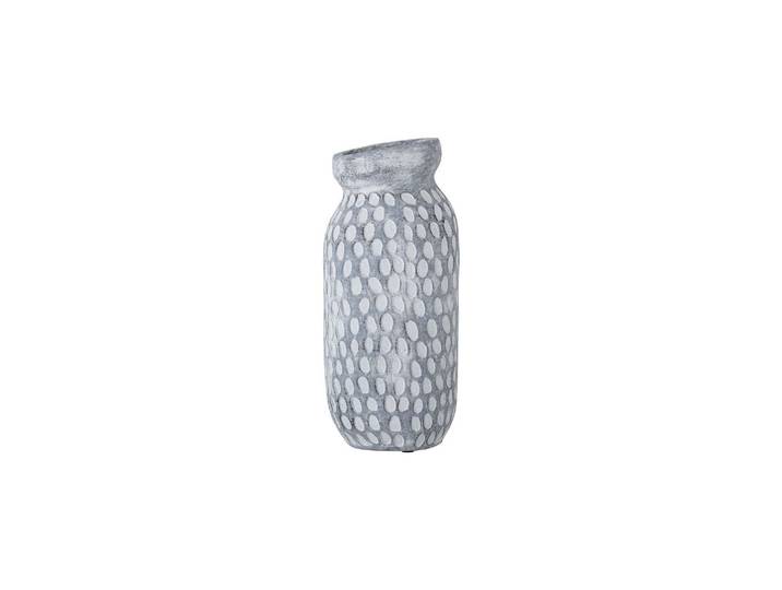 Vase en céramique bleu, à poser, émaillé intérieur, motif pointil