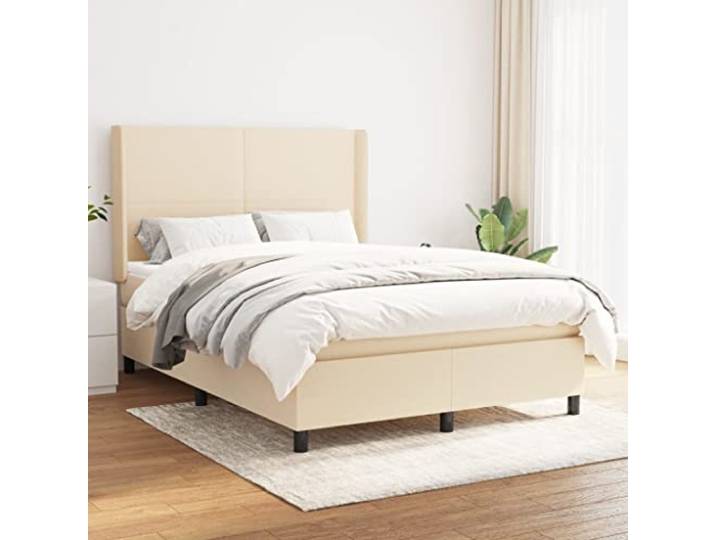 RJPLMFV Komplettes Bett, 140 x 200 cm, Stoff mit verstellbarem Kopf Taschenfederkernmatratze, mittlere Unterstützung, atmungsaktiver Stoff, weicher Matratzenschoner