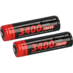 2x XCell Li-Ion 3,7V 3400mAh PCM Zelle 4/3 FA protected, for Flashlights 18650
