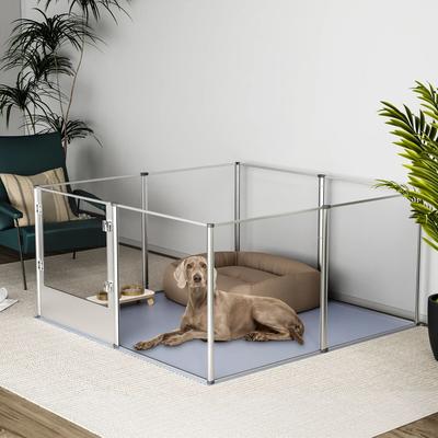 PetsAreLife Clear Acrylic Dog Playpen 8 Pens For Dogs, Portable Crate Cage Kennel Fence For Small & Medium Puppies, Rabbits Clear Acrylic Dog Playpen 8 Pens For Dogs, Portable Crate Cage Kennel Fence For Small & Medium Puppies, Rabbits