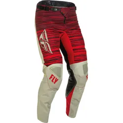 Fly Racing Kinetic Wave, Textilhose - Hellgrau/Rot/Dunkelrot - 28