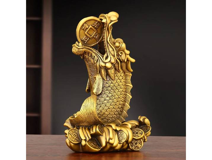 Ornement de tête de dragon en laiton Feng Shui pour attirer la richesse, décorations de bureau à domicile, sculptures