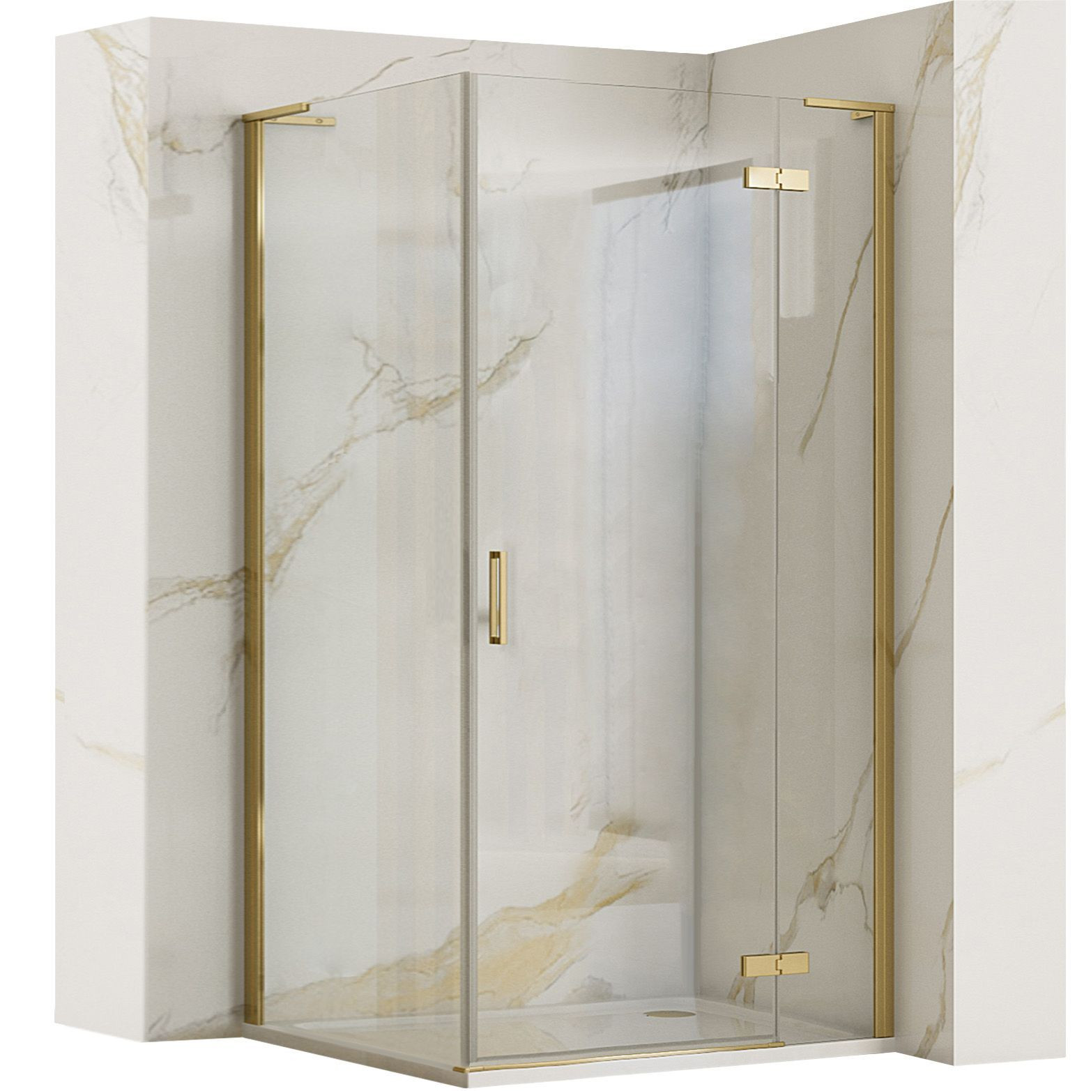 Rea douchecabine Hugo, 100 x 80 cm, geborsteld goud