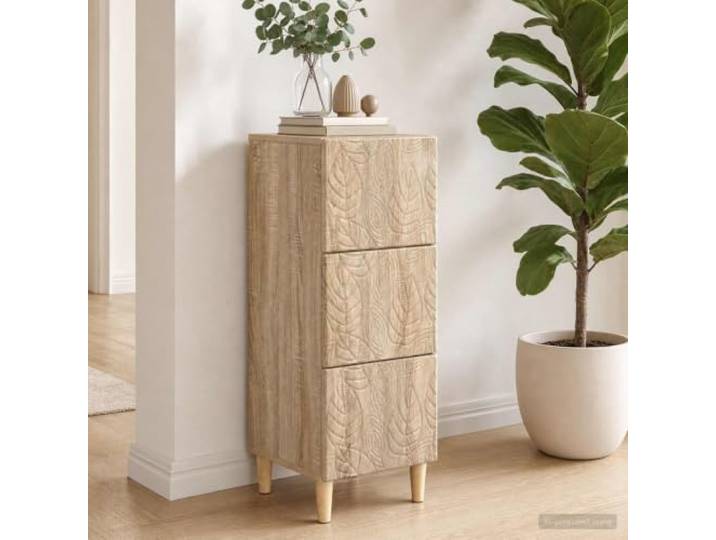 KGHFDVB Schubladenschrank Sonoma-Eiche 33 x 34,5 x 90 cm Holzwerkstoff, Stabile Eukalyptusbeine, Viel Stauraum, Für Wohnzimmer und Flur