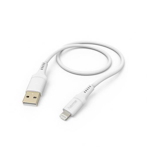 Hama USB-Ladekabel USB 2.0 Apple Lightning Stecker, USB-A Stecker 1.5m Weiß Flexibel 00201568