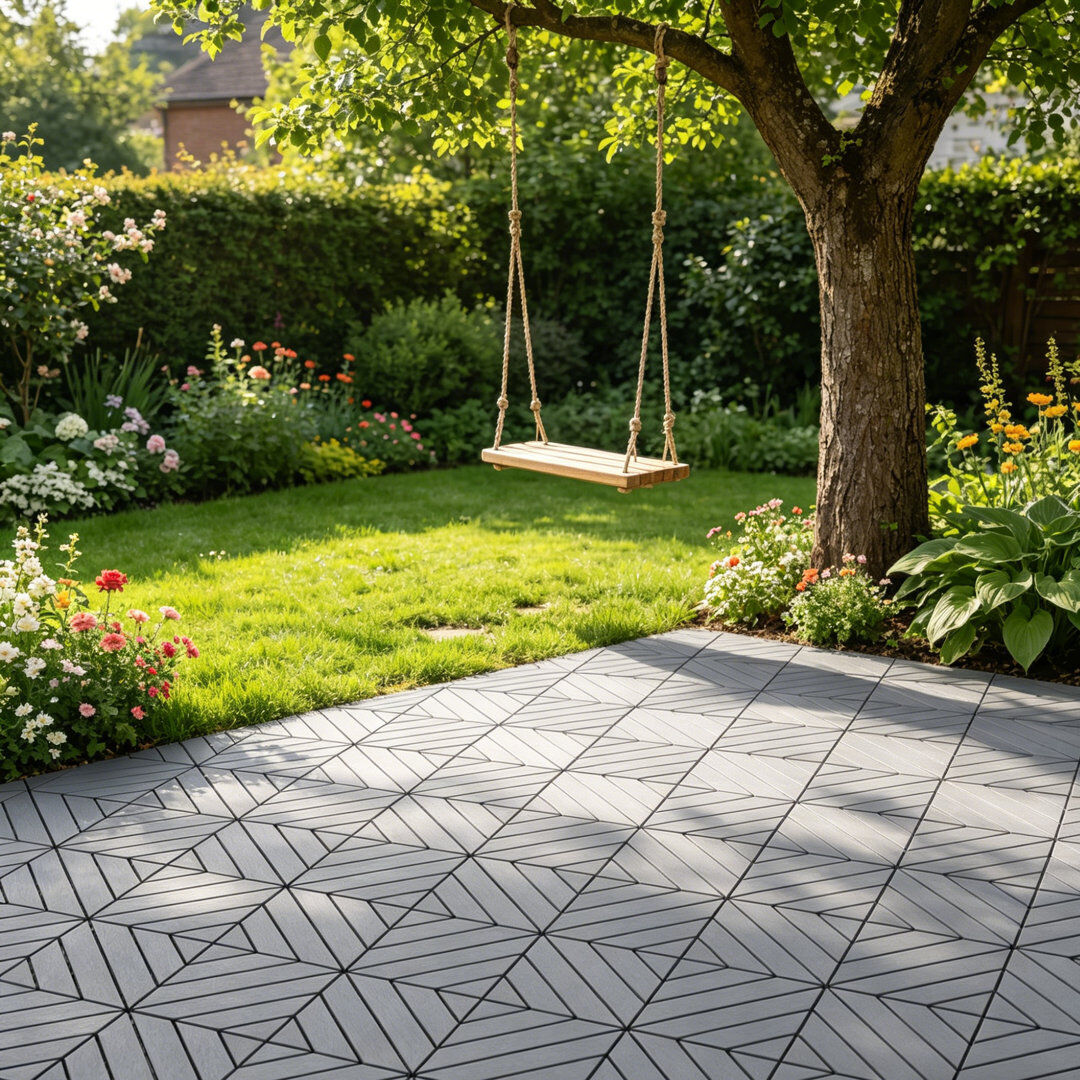 RICH HOLY ENTERPRISE CO., LIMITED 30.5cm L x 30.5cm W Plastic Interlocking Deck Tile Gray Tile