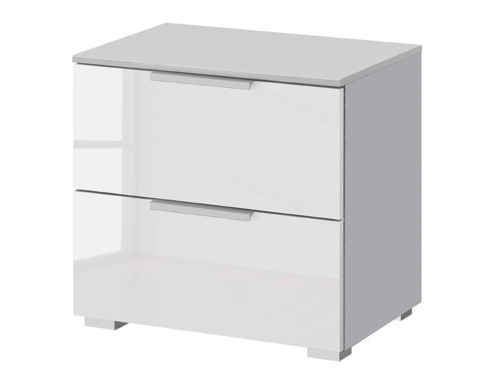 Nachtkommode x2 50cm Weiß/Hochglanz Weiß/Seidengrau Aluminium
