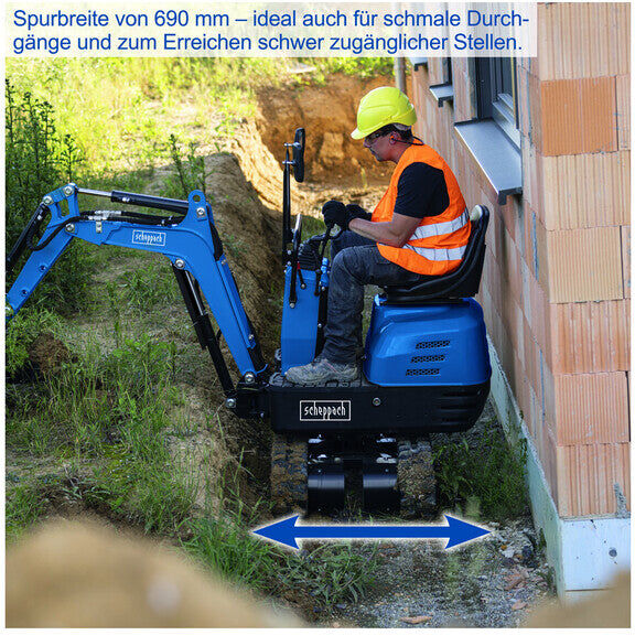 Scheppach EXC815 Mini escavatore 306cc compatto largo 690mm 5q