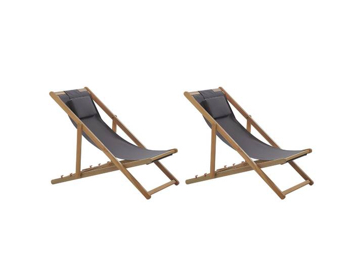 GARTENLIEGE 2er-Set mit 2 Ersatzstoffbezügen hellbraun/grau Avellino