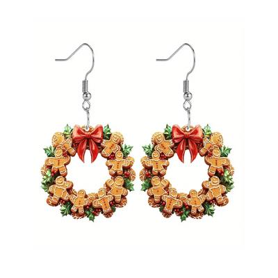 Paar Ohrhänger ONE ELEMENT "Weihnachtsschmuck Ohrringe Ohrhänger Weihnachtskranz aus Acryl", braun (bunt), Ohrringe, Damen, Damen, Acryl