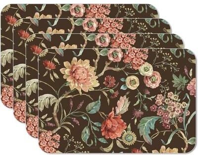CounterArt Floral Study 4 Pack Reversible Easy Care Flexible Plastic Placemats Made in The USA BPA Free Easily Wipes Clean