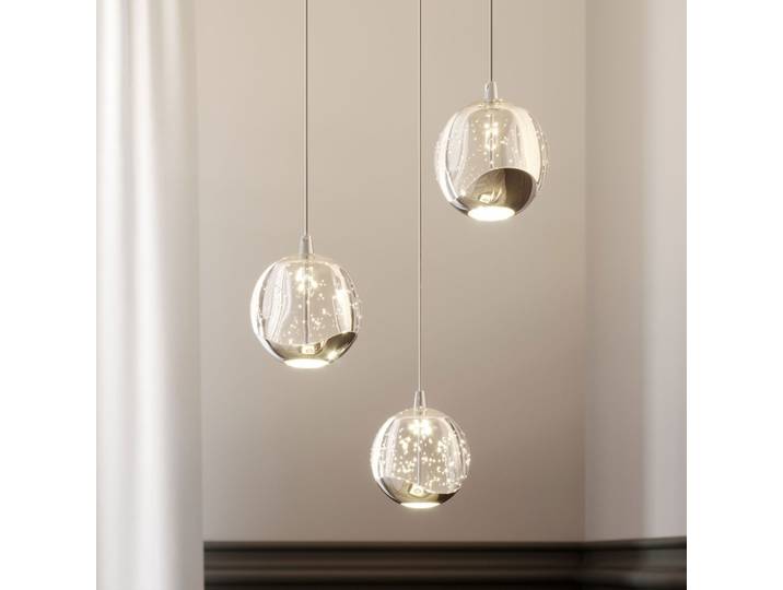 Hayley 3 Pendelleuchte Clear/Chrome - Lucande - Wohnzimmer - Modern - Glas - Mehrflammig