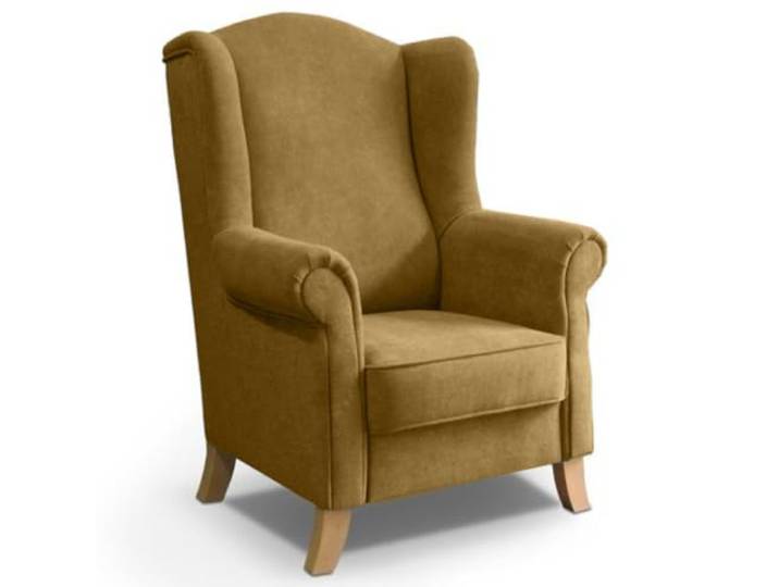BEAUTY SOFA Ohrensessel Leonardo mit Armlehnen, bequemer Polstersessel mit hoher Rückenlehne, Fernsehsessel mit Buchenholzfüßen, Wohnzimmersessel im klassischen Design, Velo626 (Senf)