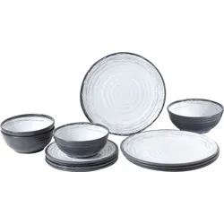 Brunner Midday Granada Geschirrset Melamin Mineral 12-teilig Porzellan-Touch Antirutsch BPA-frei