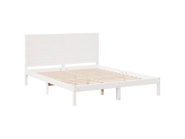 KTHLBRH Bettgestell extra lang ohne Matratze weiß 140 x 210 cm massiv Inklusive Lattenrost, Kopfteil inklusive, Kiefer massiv, Stauraum unter der Unterseite