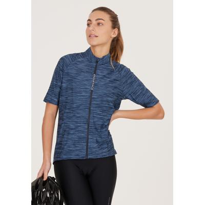 Radtrikot ENDURANCE "Dora", Damen, Gr. 40, blau, 100% Polyester, meliert, normal, hoch geschlossener Ausschnitt, Trikots, schnelltrocknend dank Quick Dry-Technologie