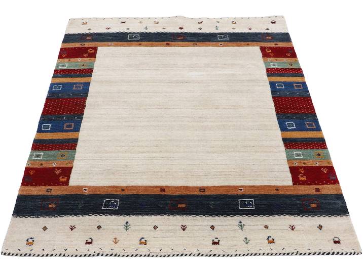 Wollteppich CARPETFINE Gabbeh Nura , beige, B:140cm H:15mm L:200cm, Wolle, Teppiche, Wollteppich, Sehr weicher Flor