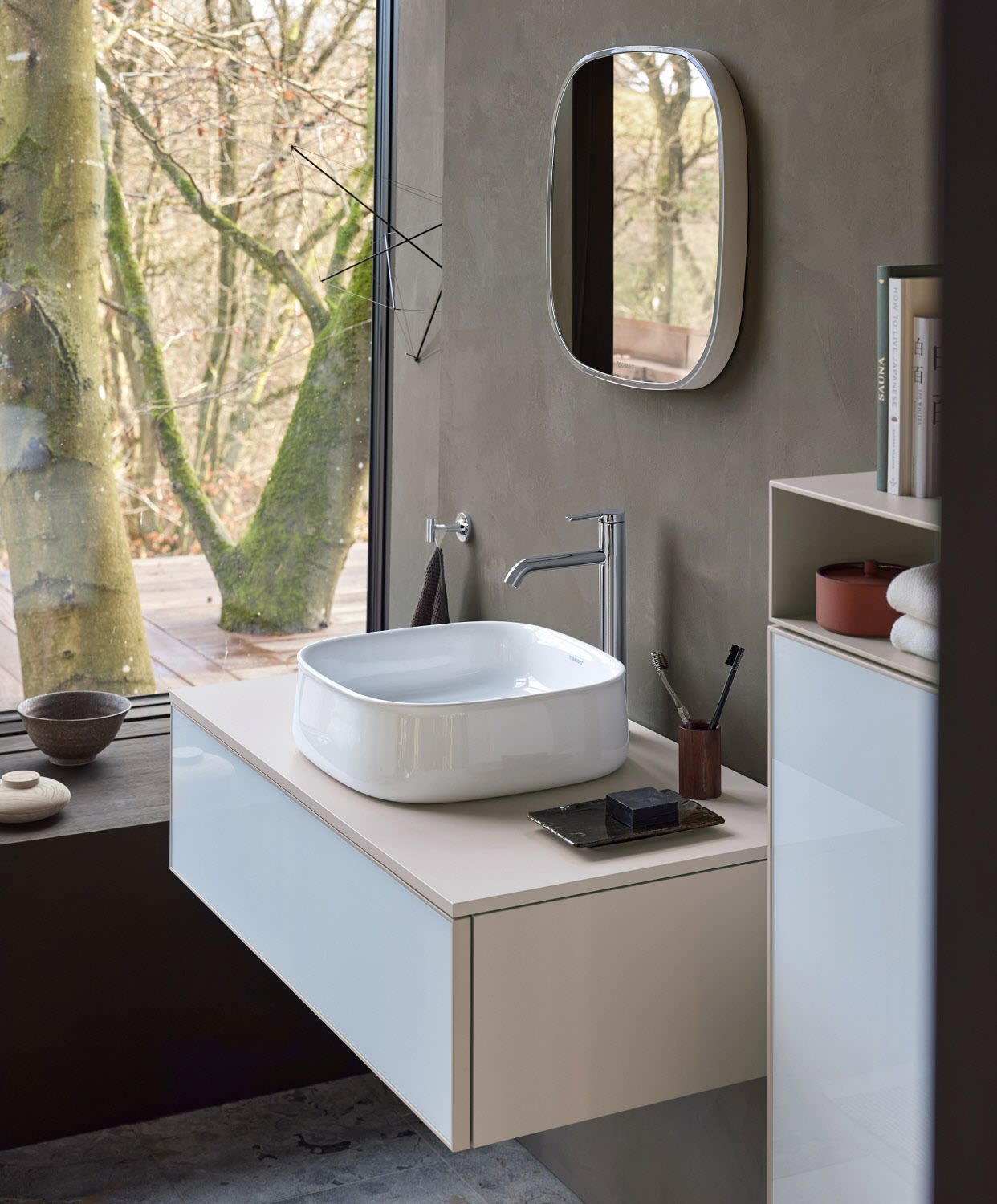 Duravit Zencha Badezimmerspiegel 70 x 70 cm mit Spiegelheizung und App-Version