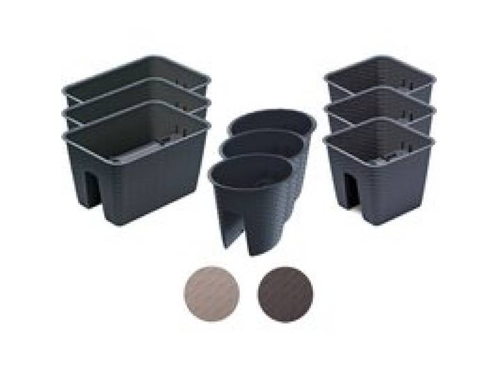 PROSPERPLAST Jardinière de balcon « Ratolla Railing » aspect rotin, lot de 3