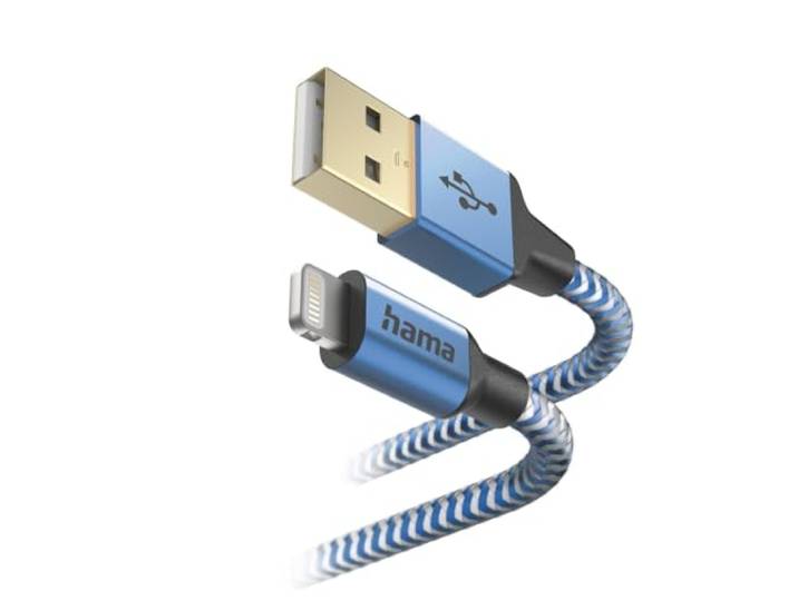Hama Oplaadkabel Reflective USB A naar Lightning, nylon, 1,5m