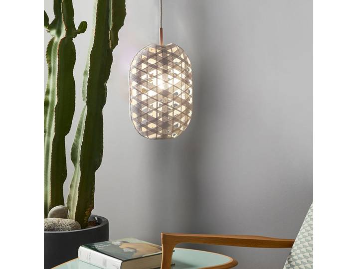 Capsule Pendelleuchte S White - Forestier Capsule S - Wohnzimmer - Design - Bambus - Einflammig