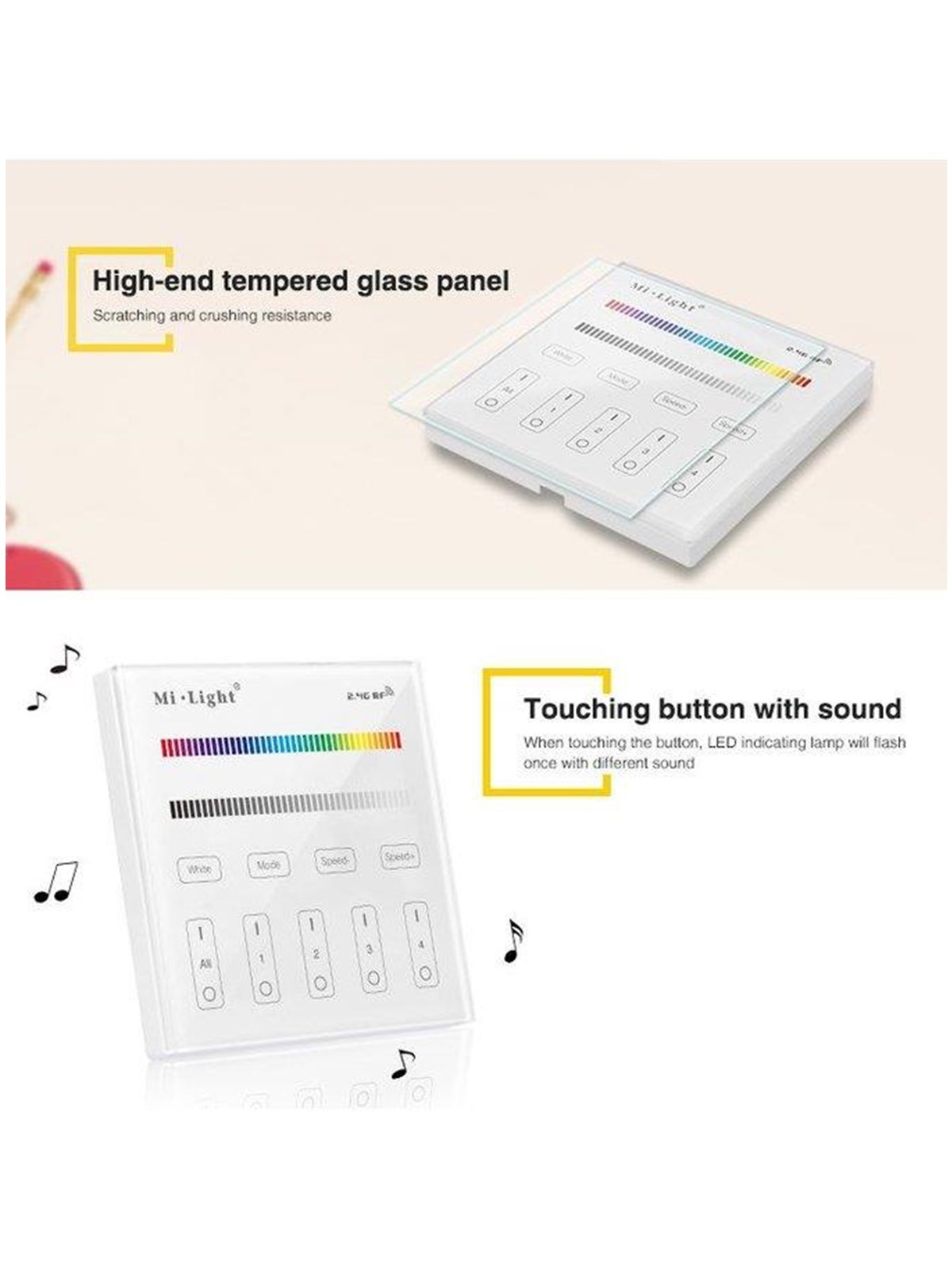 Miboxer Fjernbetjening - RGB-W - 4 Zoner
