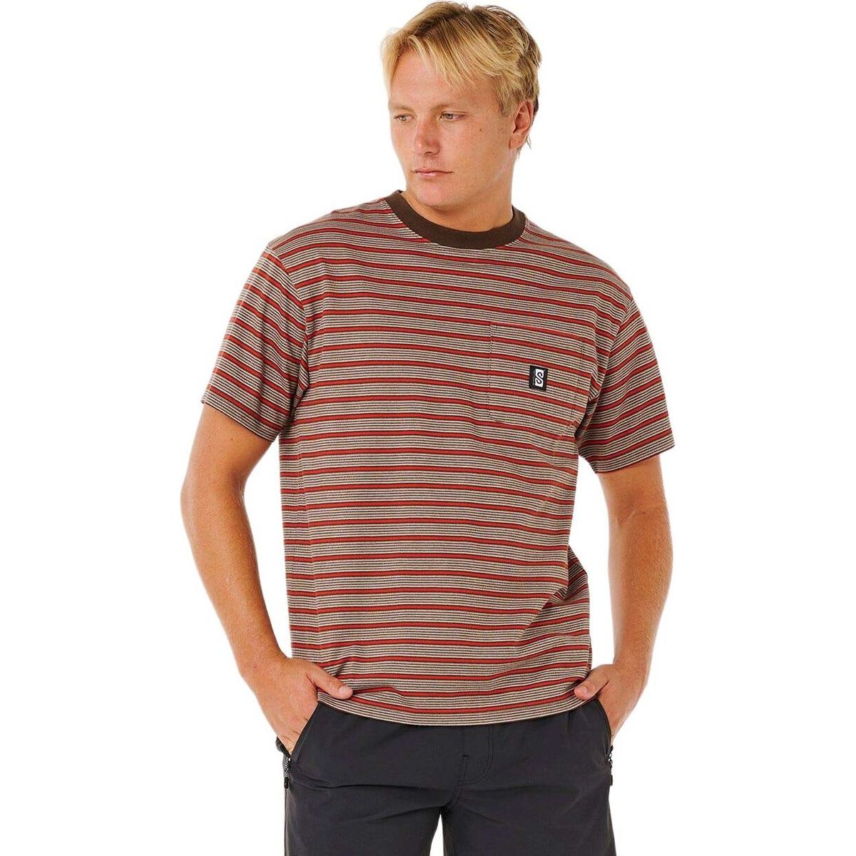 RipCurl Search Stripe Tee coffee (0005) 2XL 0THMTE-0005-2XL