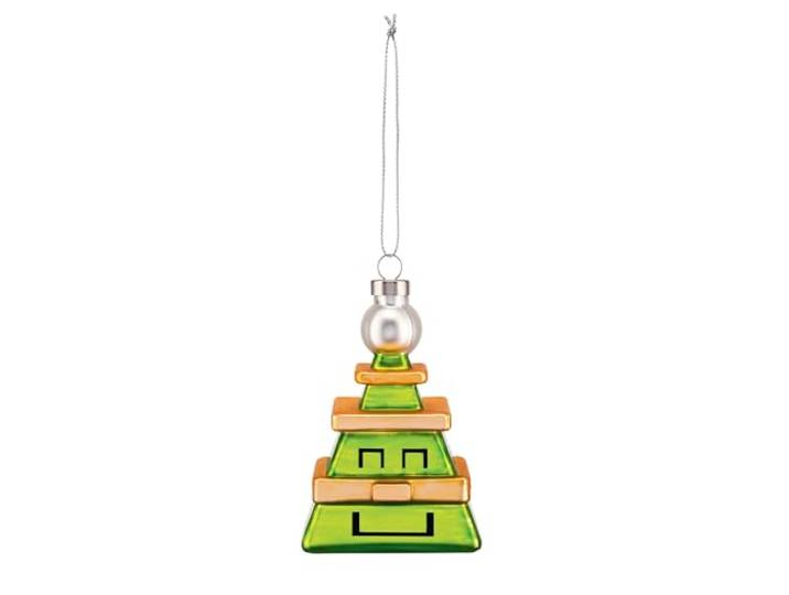 Alessi Cubik Tree GJ02 4 - Kerstdecoratie gemaakt van vintage design, afbeelding van een kerstboom, versierd met glazen gepofte mano, groen