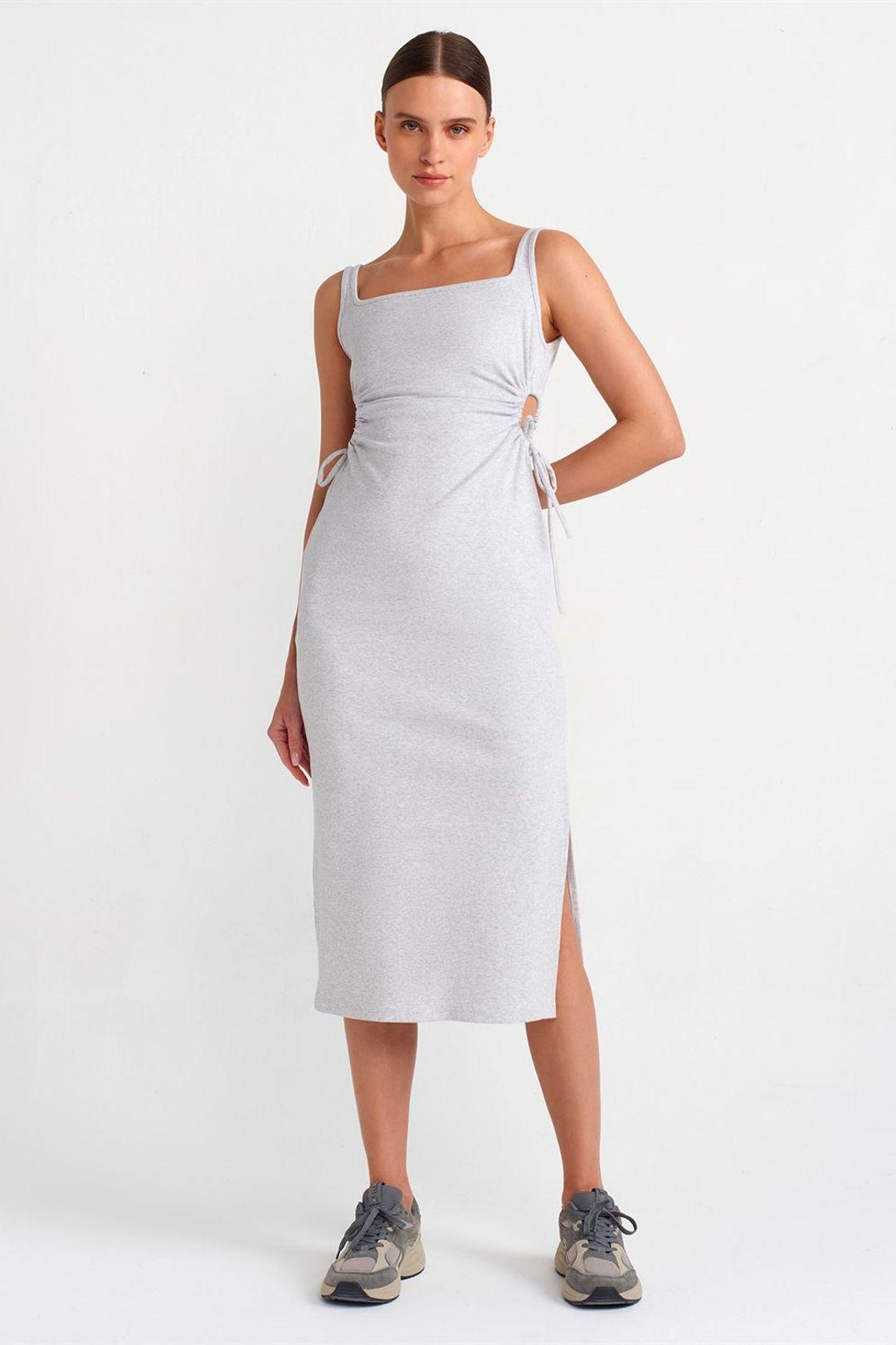 Ärmelloses Bodycon-Midi-Kleid mit Ausschnitt